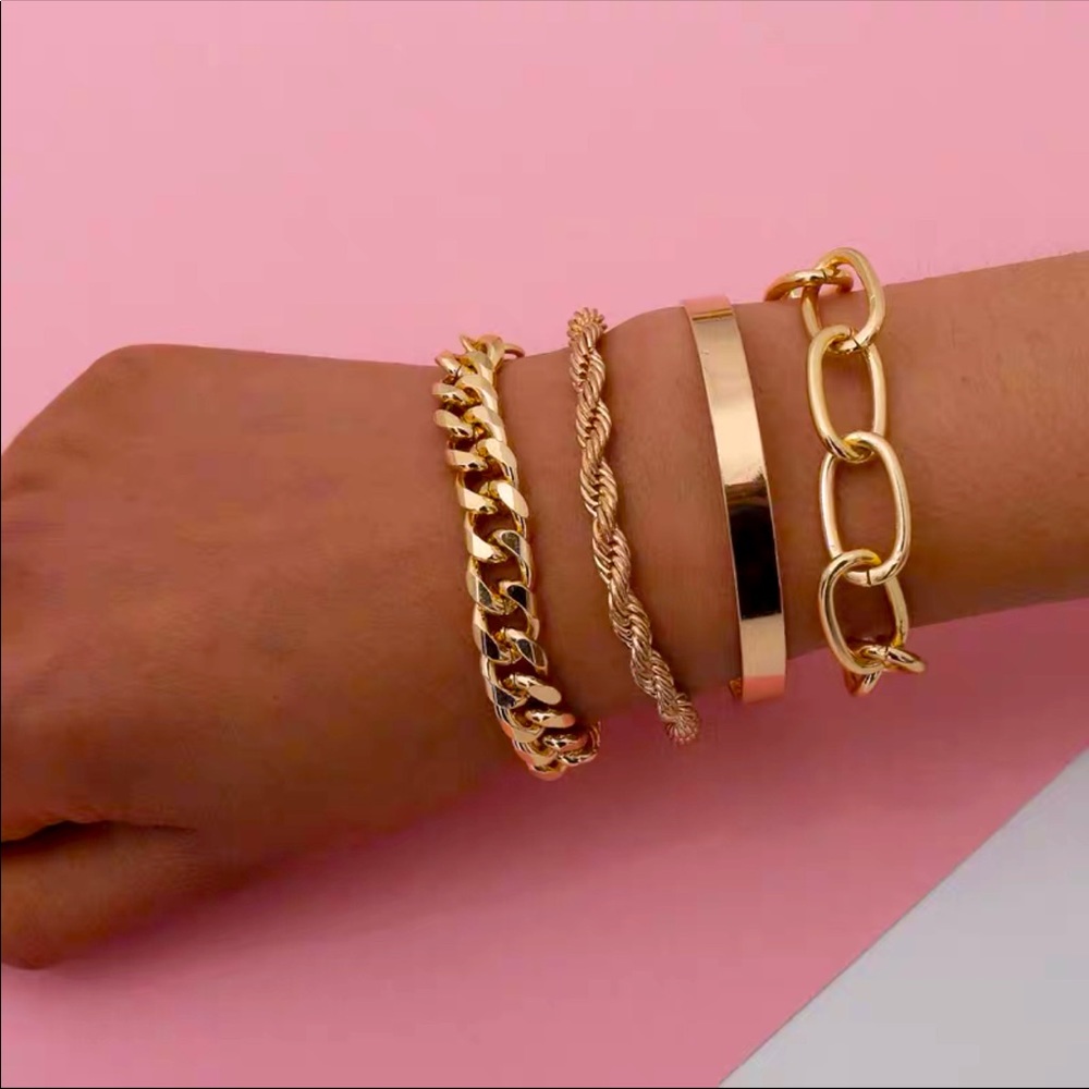 4Pcs/Set Luxury Golden Fashion Bracelet Jewelry
